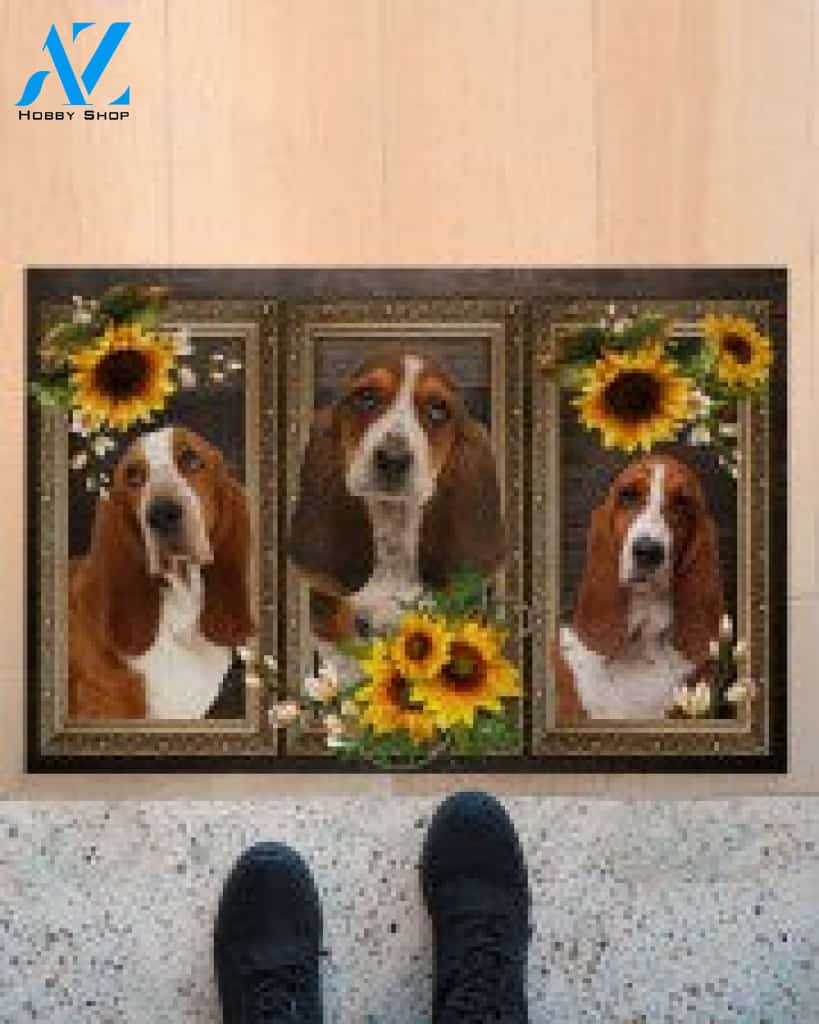 Basset Hound Lovely Sunflowers Gift For You Doormat