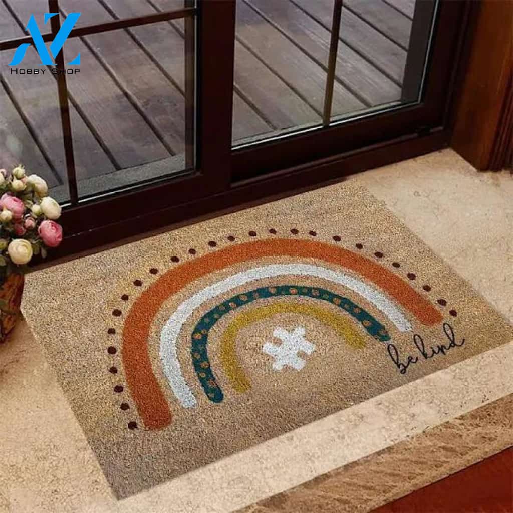 Be kind Autism Printed Doormat Home Decor