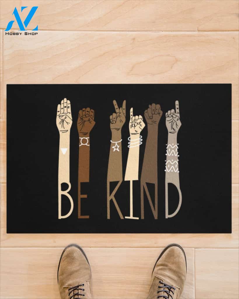 Be Kind Sign Language Indoor And Outdoor Doormat Warm House Gift Welcome Mat Funny Birthday Gift For Friend Family