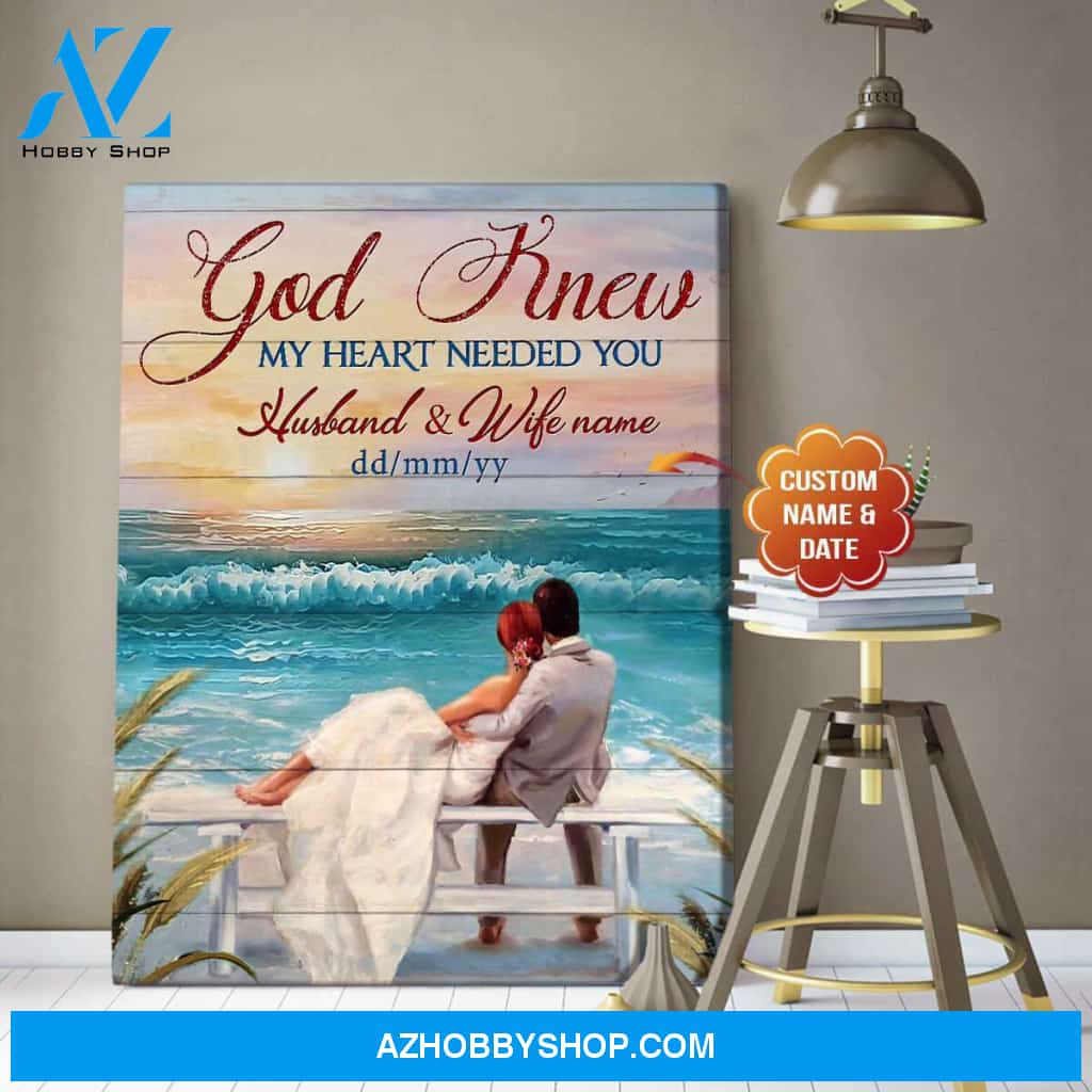 Beach God Knew My Heart Needed You Canvas Wall Art Decor, Wall Decor Visual Art