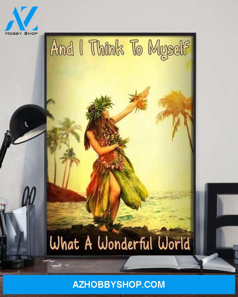 Beach I Think to Myself What Wonderful World Poster Canvas Wall Decor Visual Art Gitf for Home
