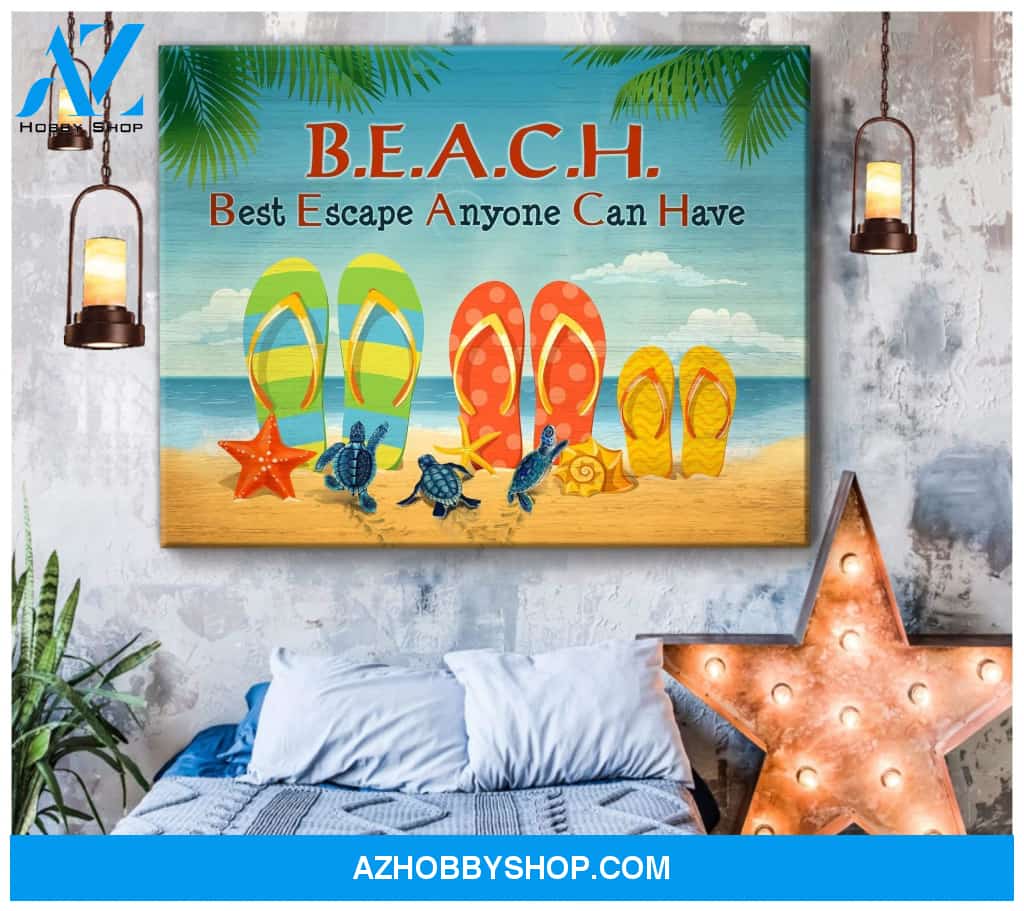 Beach Turtle Wall Art Canvas, Wall Decor Visual Art