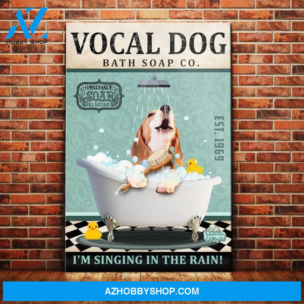 Beagle Dog Bath Soap Company Canvas Wall Art, Wall Decor Visual Art