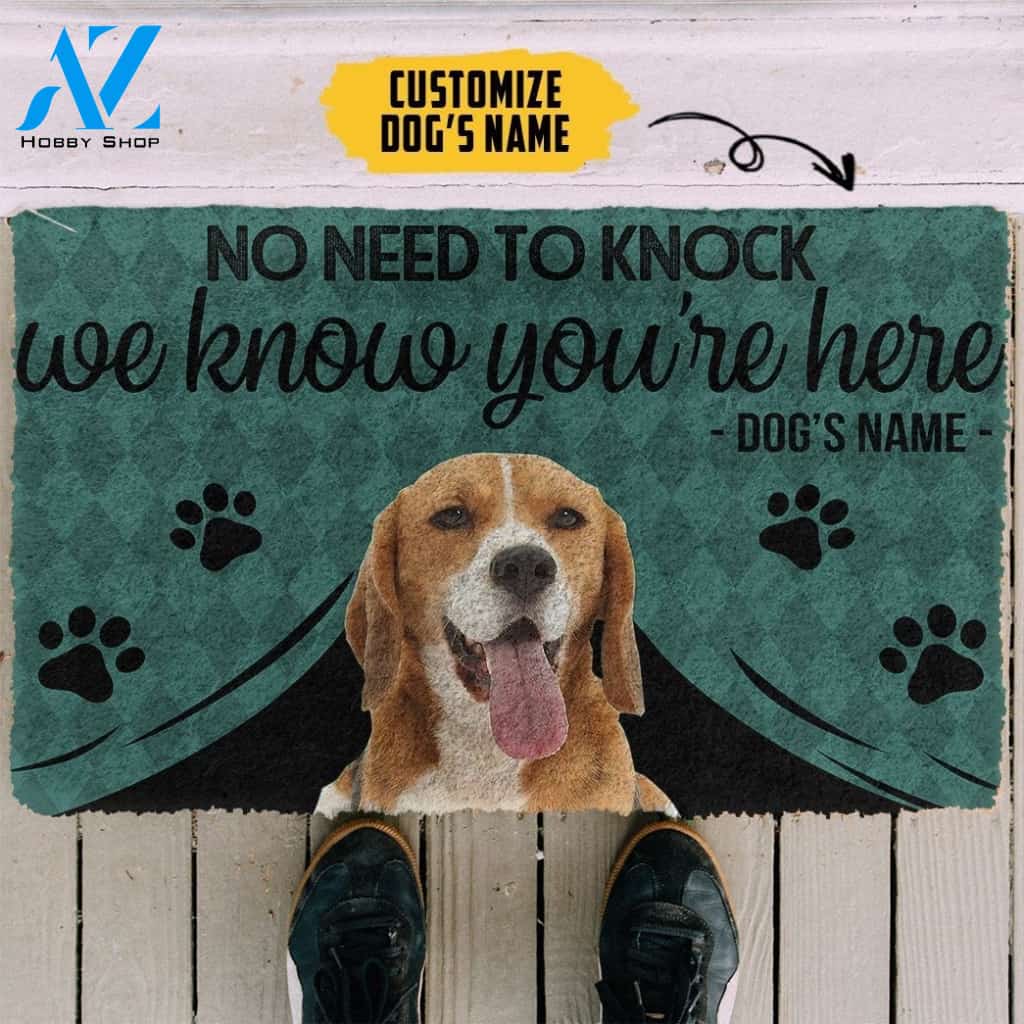 Gearhumans Gearhuman 3D Beagle We Know Youre Here Custom Name Doormat