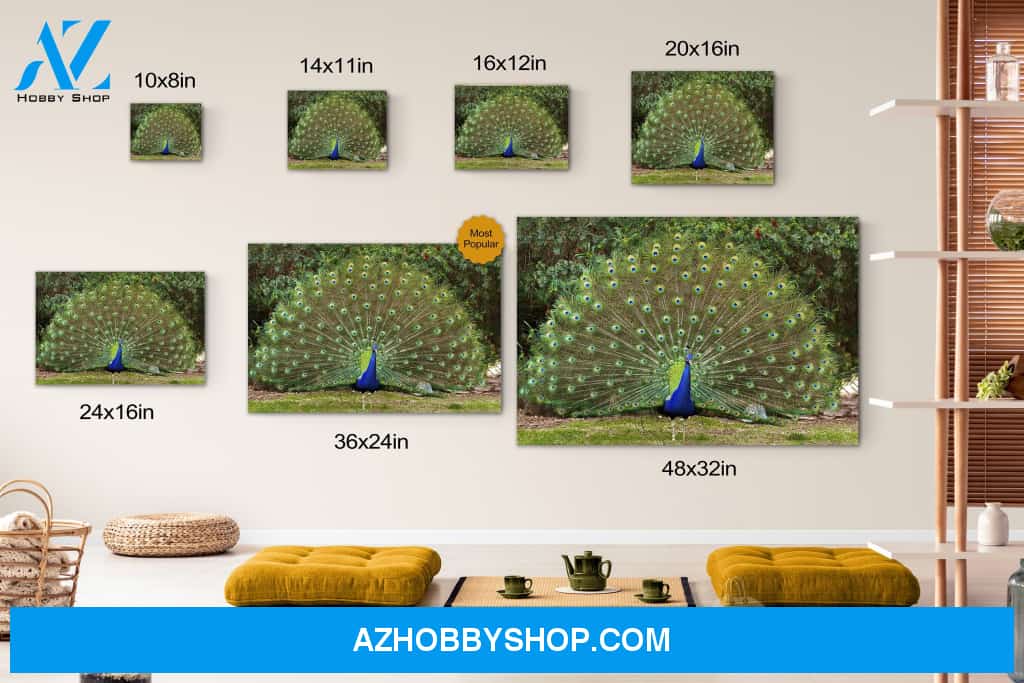 Beautiful Blue Green Peacock Canvas Print Wall Art - Matte Canvas