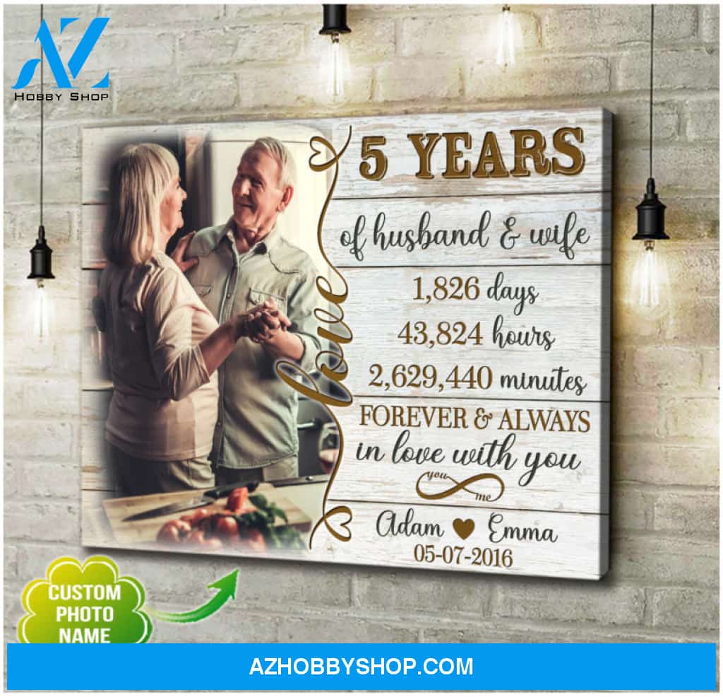 Beautiful Five Year Anniversary Gifts For Him For Her Personalized Photo Canvas Print