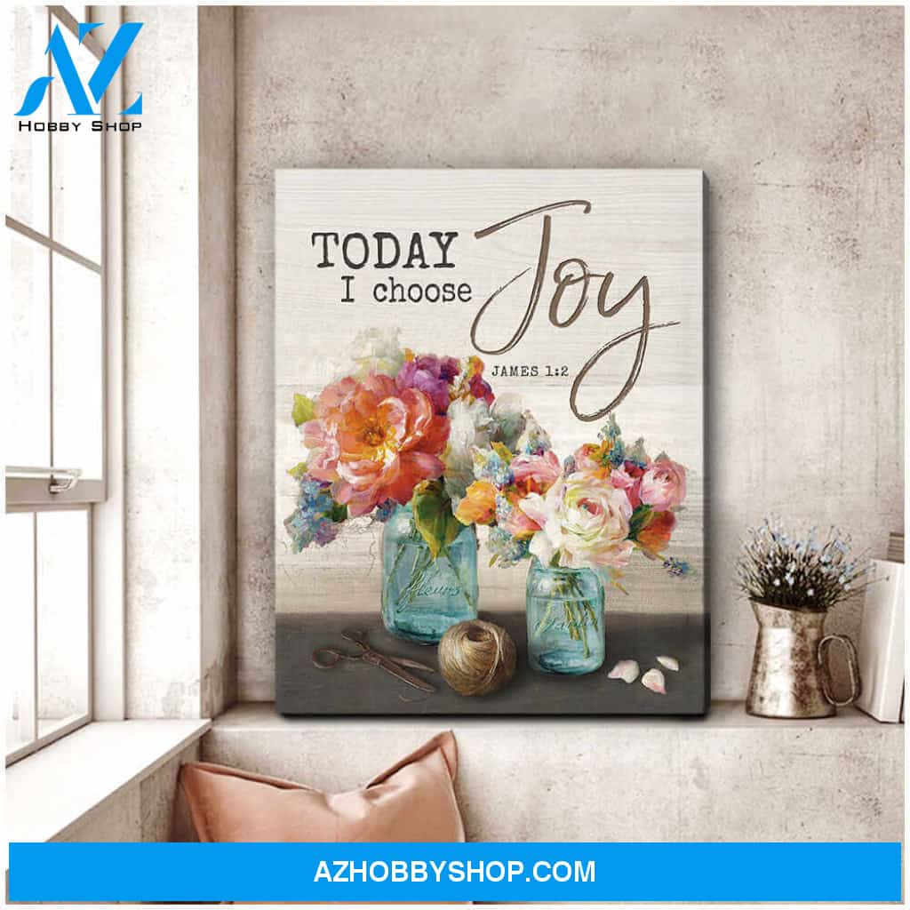 Beautiful Knitting and Flower Canvas Today I Choose Joy Wall Art Decor