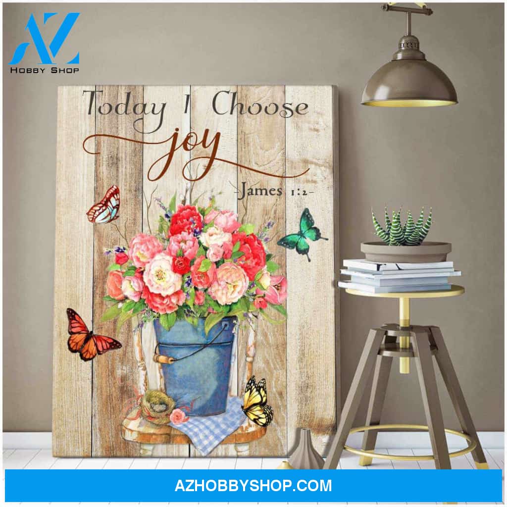Beautiful Today I choose Joy Butterfly Canvas Wall Art Decor