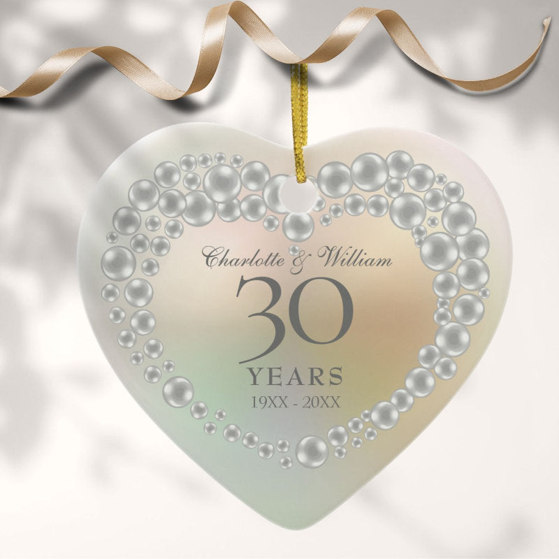 Beautiful Pearl 30Th Anniversary Ceramic Ornament