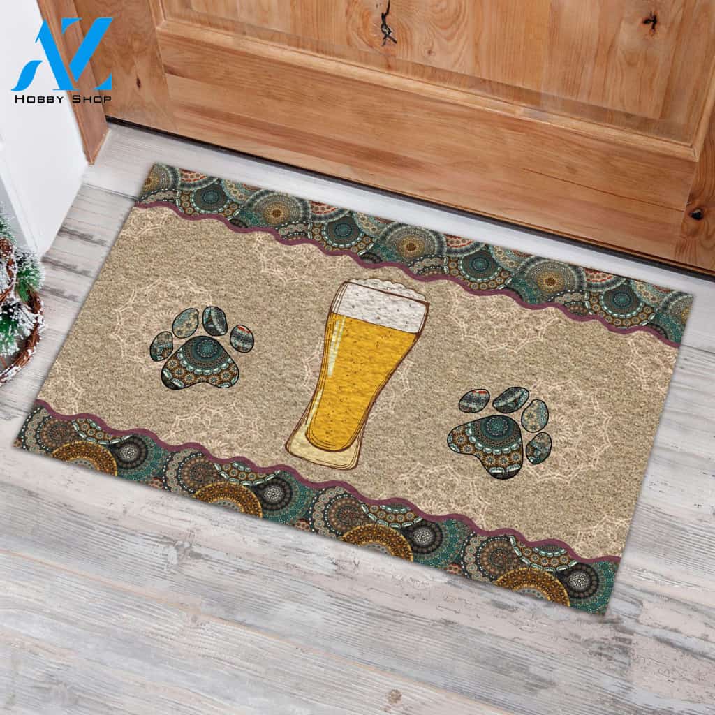 Beer And Paw Easy Clean Welcome DoorMat | Felt And Rubber | DO2652