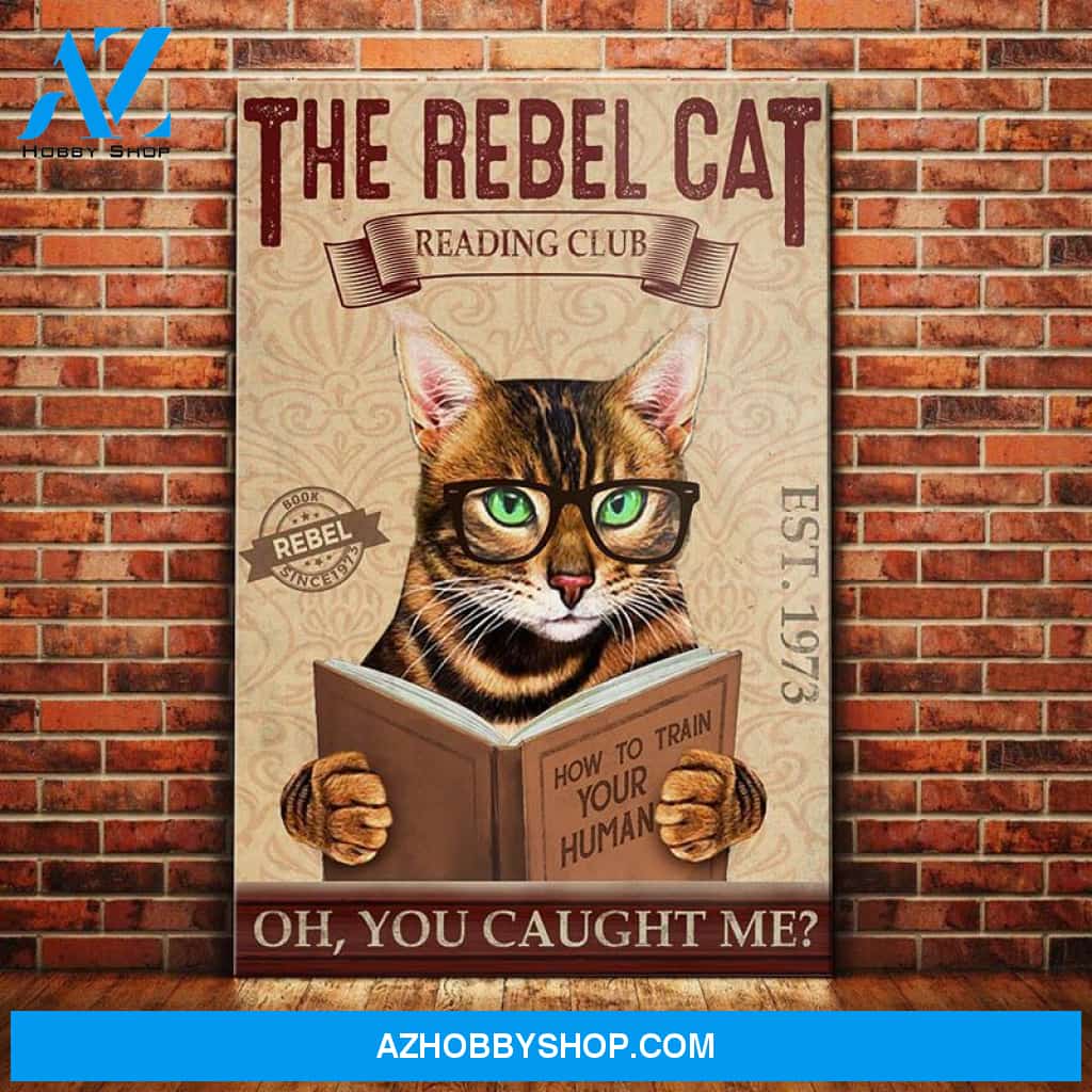 Bengal Cat Reading Club Canvas Wall Art, Wall Decor Visual Art