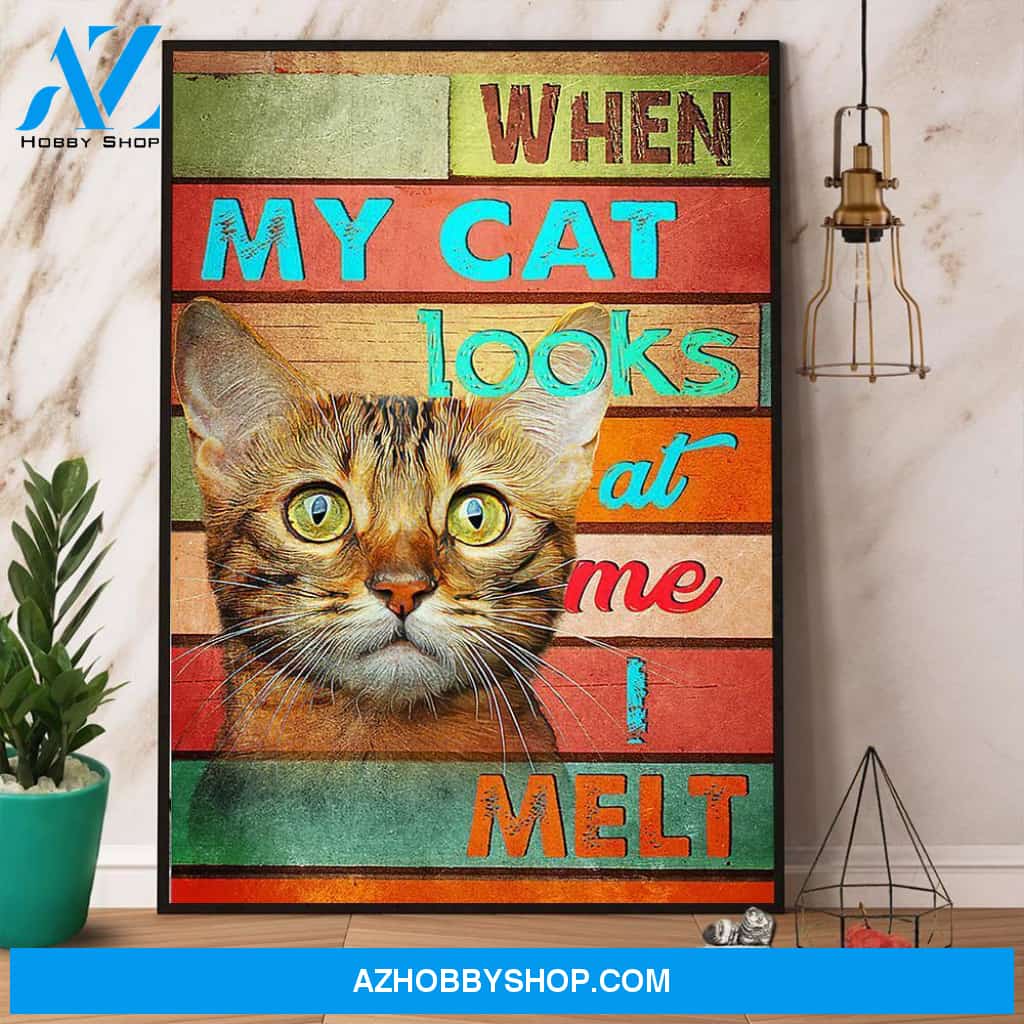 Bengal Cat When My Cat Looks At Me Melt Canvas And Poster, Wall Decor Visual Art