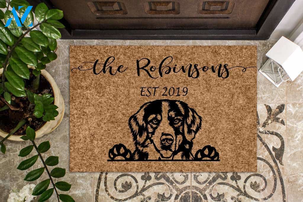 Bernese Mountain Dog Funny Dog Custom Name & Year Doormat