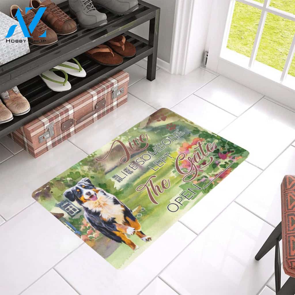Bernese Mountain Lives Like Someone Left Doormat Indoor And Outdoor Mat Entrance Rug Sweet Home Decor Housewarming Gift Gift For Friend Family Stem Feminist