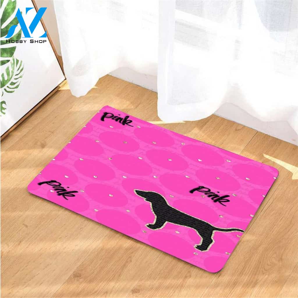between dogs and love pink doormats