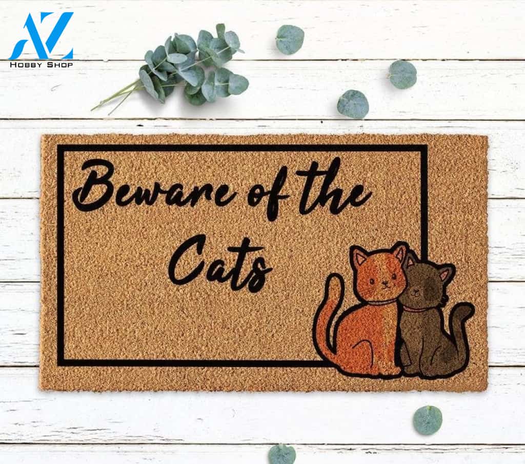 Beware of the Cats Doormat Animal Design MatsWelcome Mat House Warming Gift Home Decor Gift For Cat Lovers Funny Doormat Gift Idea