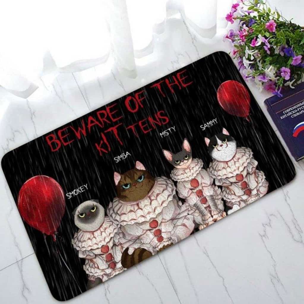 Beware Of The Kitten Personalized Halloween Doormat