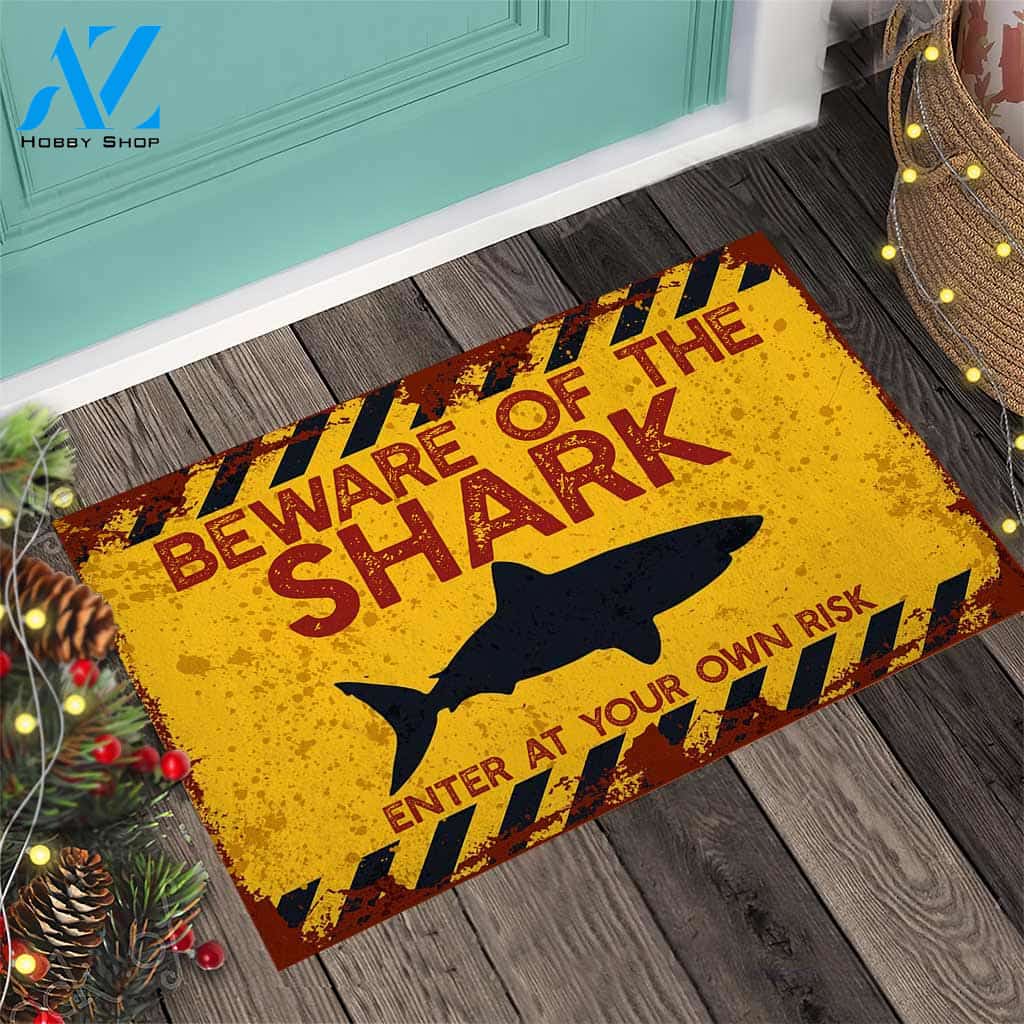 Beware Of The Shark Doormat Shark Indoor And Outdoor Doormat Warm House Gift Welcome Mat Gift For Magic Lover Family Friend Halloween's Day