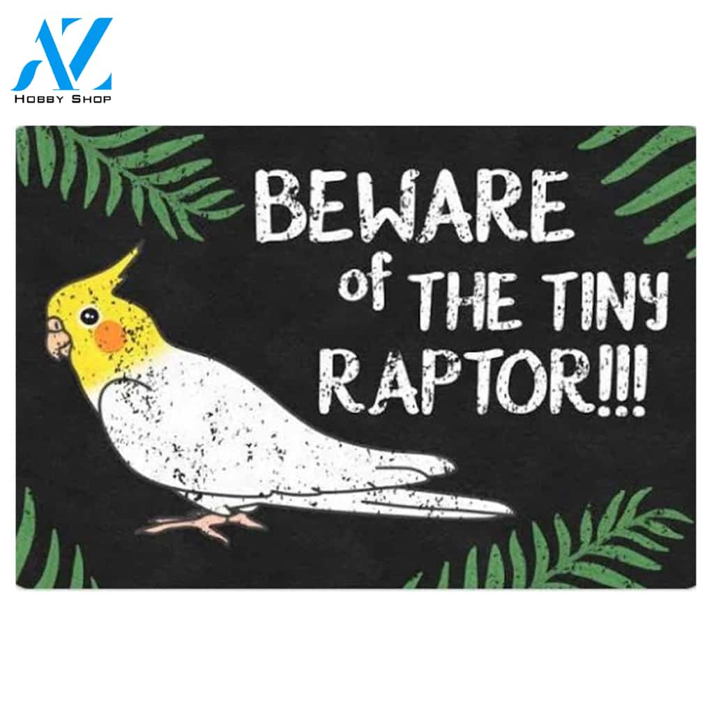 Beware Of The Tiny Raptor Lutino Cockatiel Doormat Housewarming Gift Family Welcome Mat Gift For Friend Family