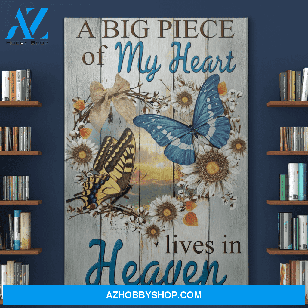 Portrait God Canvas - Bible Verse Wall Art - A big piece of my heart lives in heaven Canvas