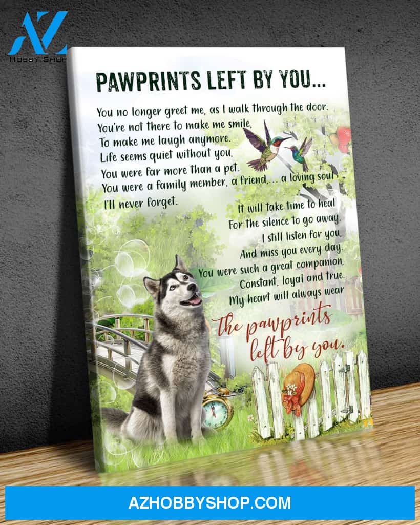 Portrait God Canvas - Bible Verse Wall Art - Husky - Pawprints left by you Canvas