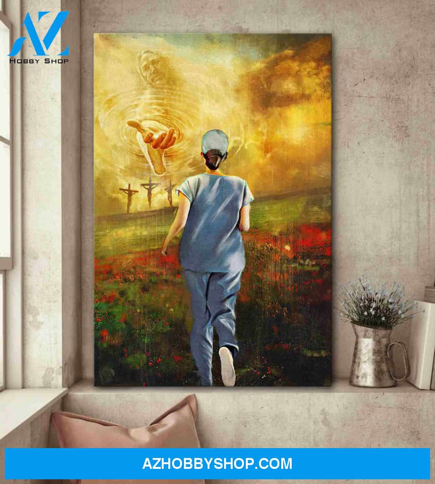 Portrait God Canvas - Bible Verse Wall Art - Jesus and nurse - To the beautiful world Canvas