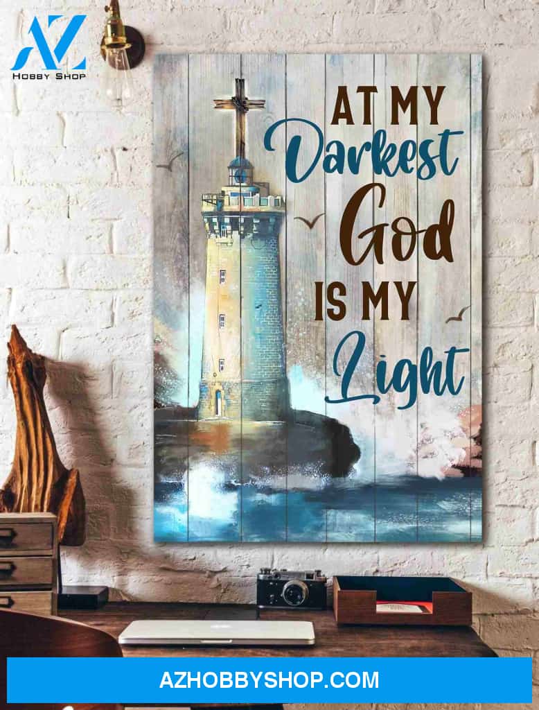 Portrait God Canvas - Bible Verse Wall Art - Jesus - At my darkness God is my light Canvas