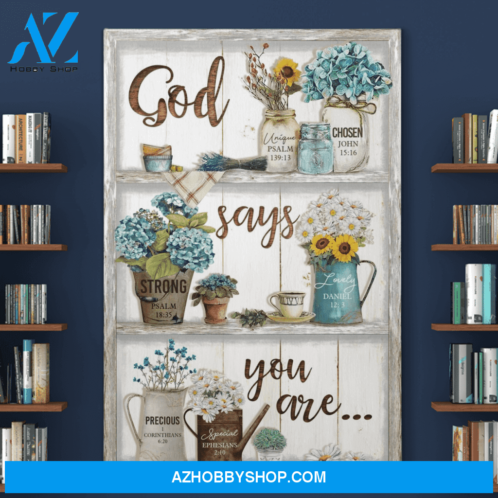 Portrait God Canvas - Bible Verse Wall Art - Jesus - God says you are 7 Canvas