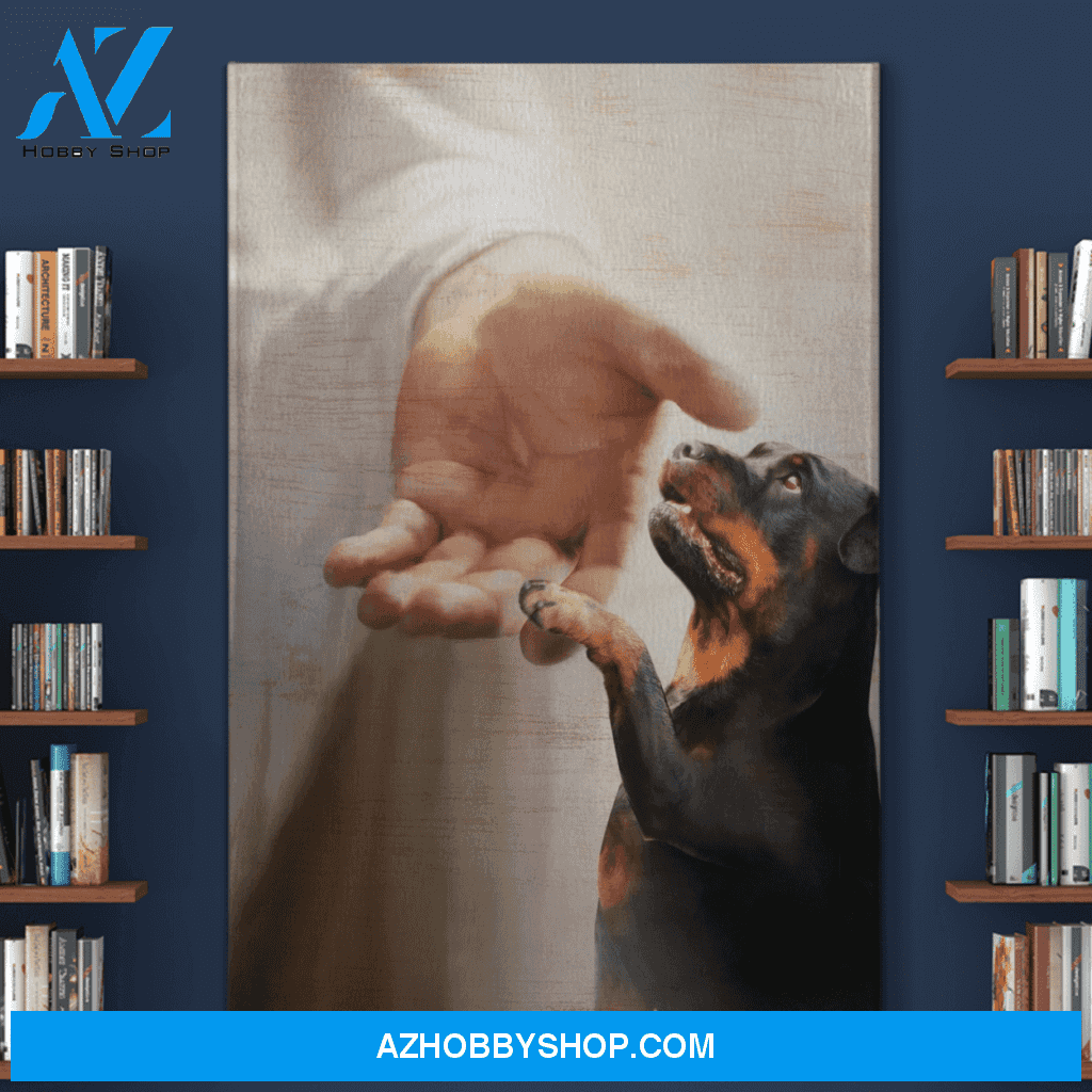 Portrait God Canvas - Bible Verse Wall Art - Rottweiler - Take my hand Canvas