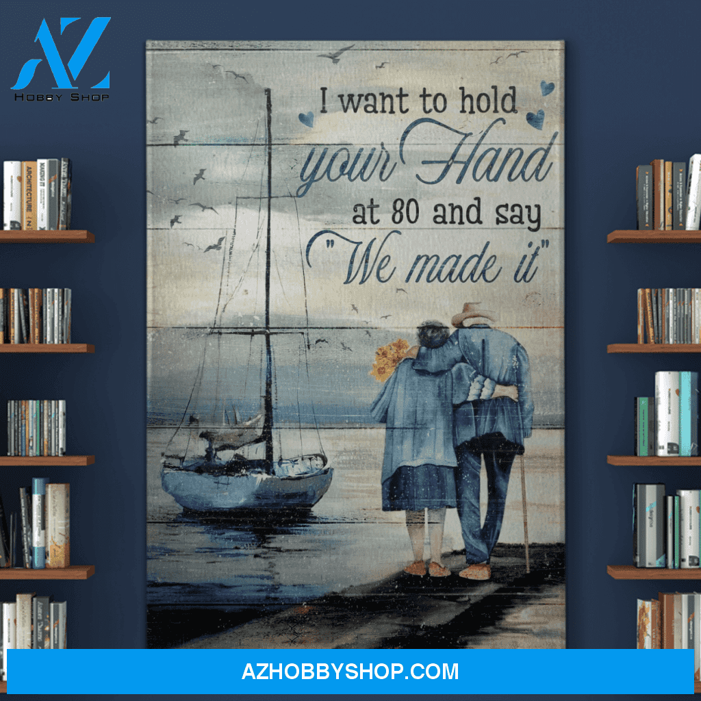 Portrait God Canvas - Bible Verse Wall Art - To my husband - I want to hold your hand and say We made it Canvas