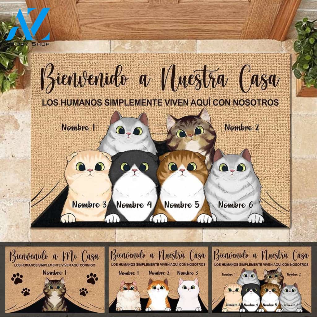 Bienvenido A Mi Casa Spanish - Funny Personalized Cat Doormat (WT)