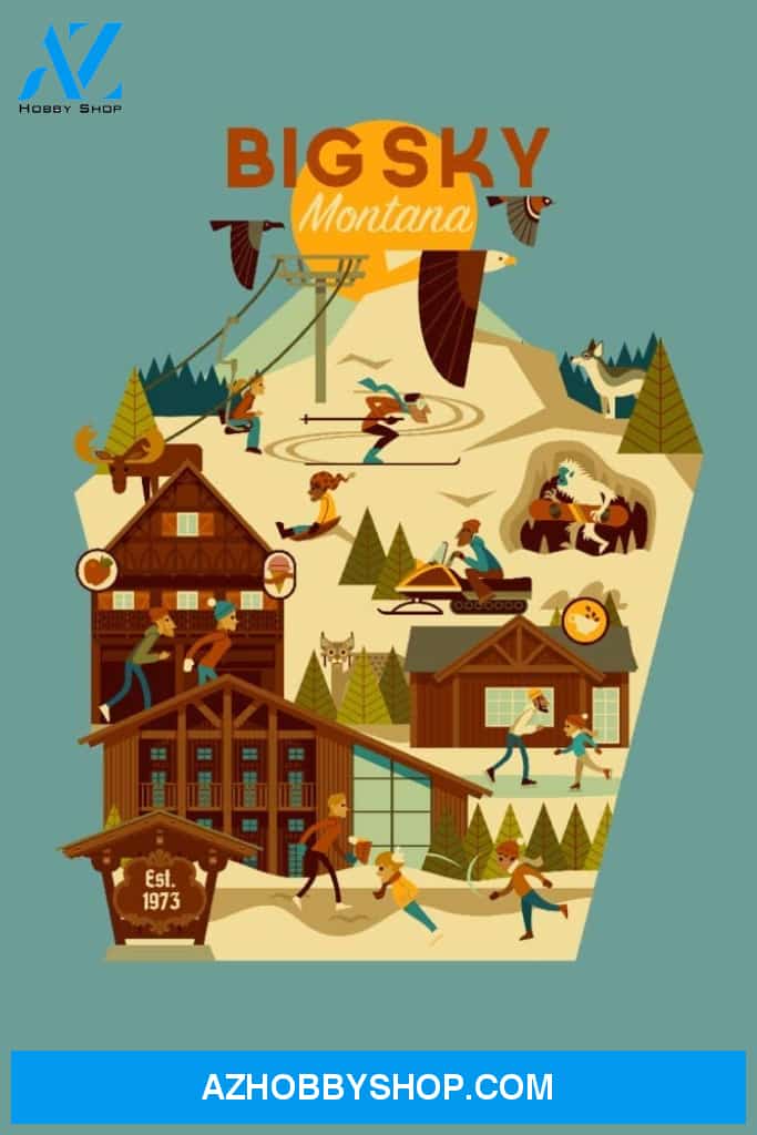 Big Sky Montana Ski Resort Geometric Contour