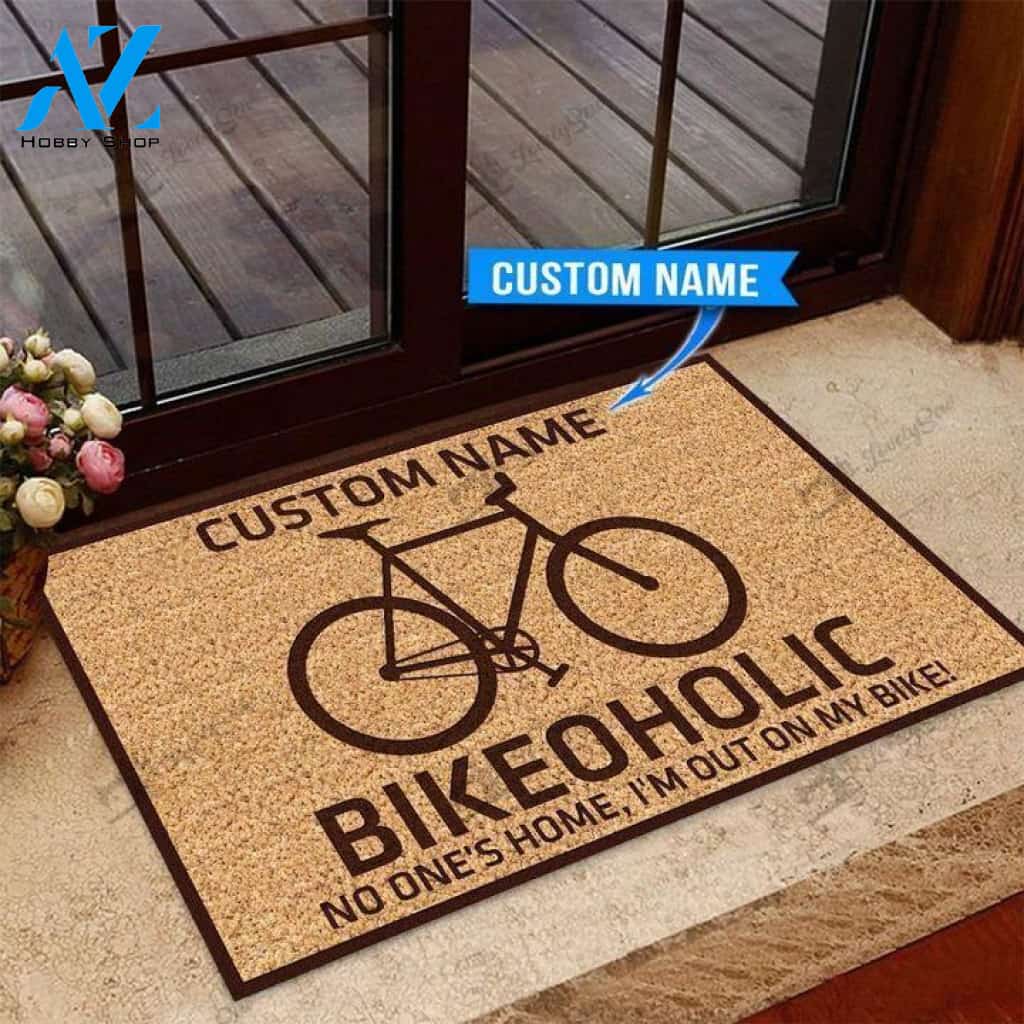 Bikeoholic I'm Out On My Bike Cycling Custom Doormat | Welcome Mat | House Warming Gift