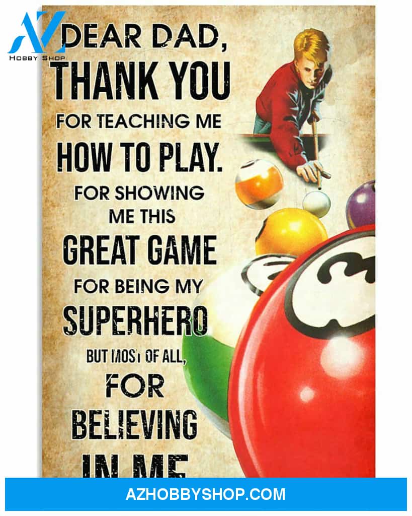 Billiards Thank You Dad Vertical Canvas And Poster, Wall Decor Visual Art