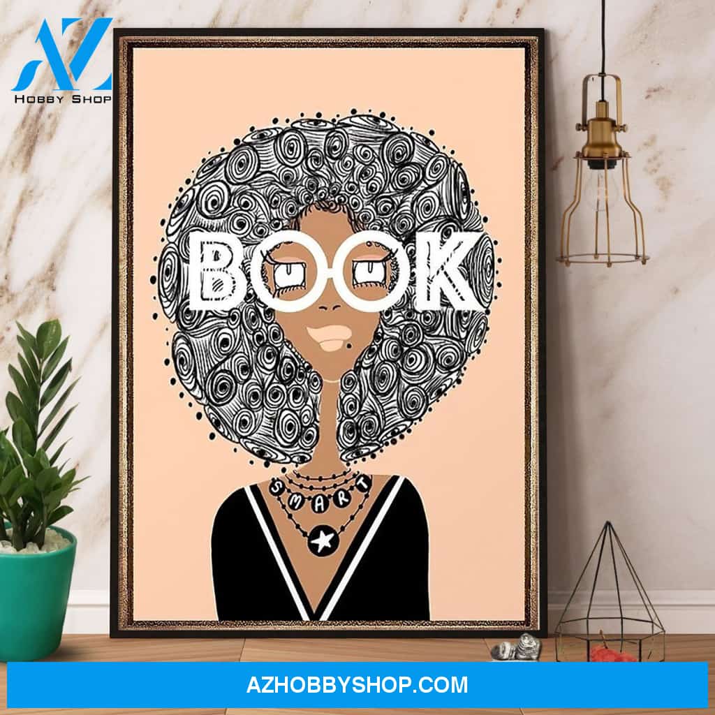 Black Girl Book Smart Canvas And Poster, Wall Decor Visual Art