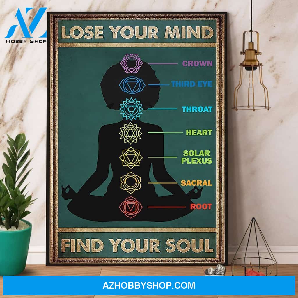 Black Girl Yoga Lose You Mind Find Your Soul Poster Canvas Wall Decor Visual Art