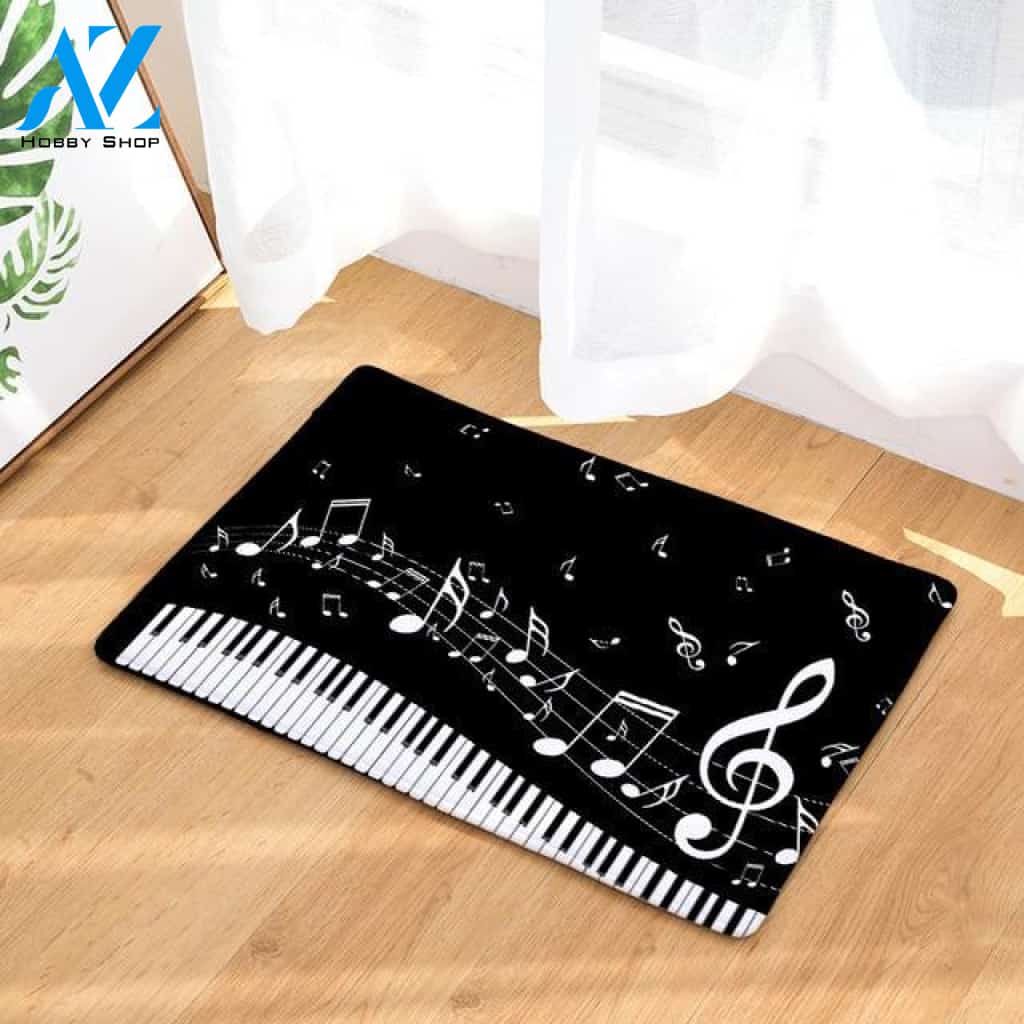 Black Music Notes Doormat Indoor and Outdoor Doormat Warm House Gift Welcome Mat Birthday Gift for Music Lovers Piano Lover