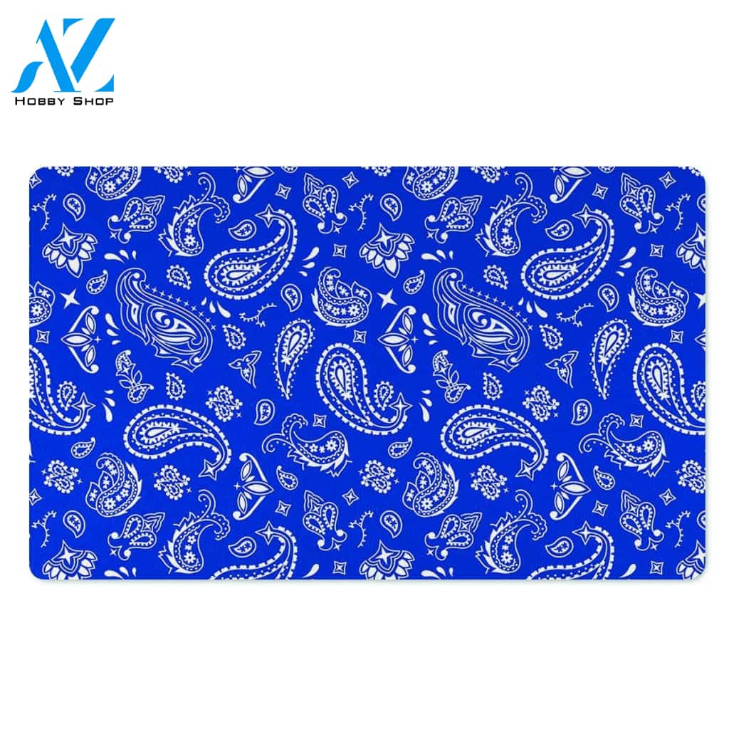 Blue Bandana Door Mat