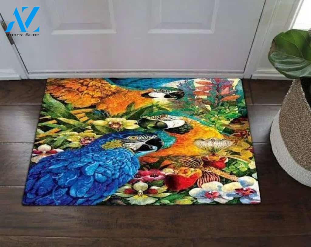 Blue - Yelow Ara Parrot Doormat Funny Welcome Mat Housewarming Gift Home Decor Funny Doormat Gift For Friend