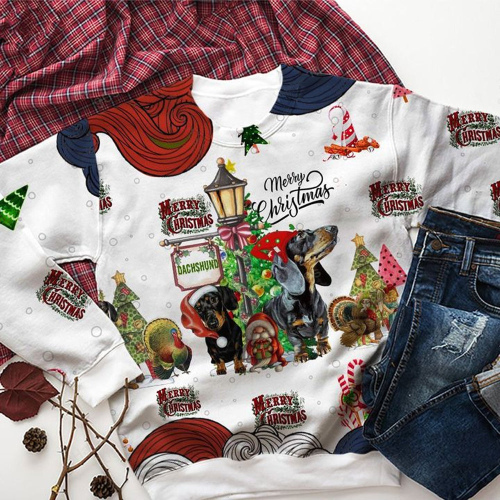 Dachshund Dog Merry Christmas Time Ugly Christmas Sweater