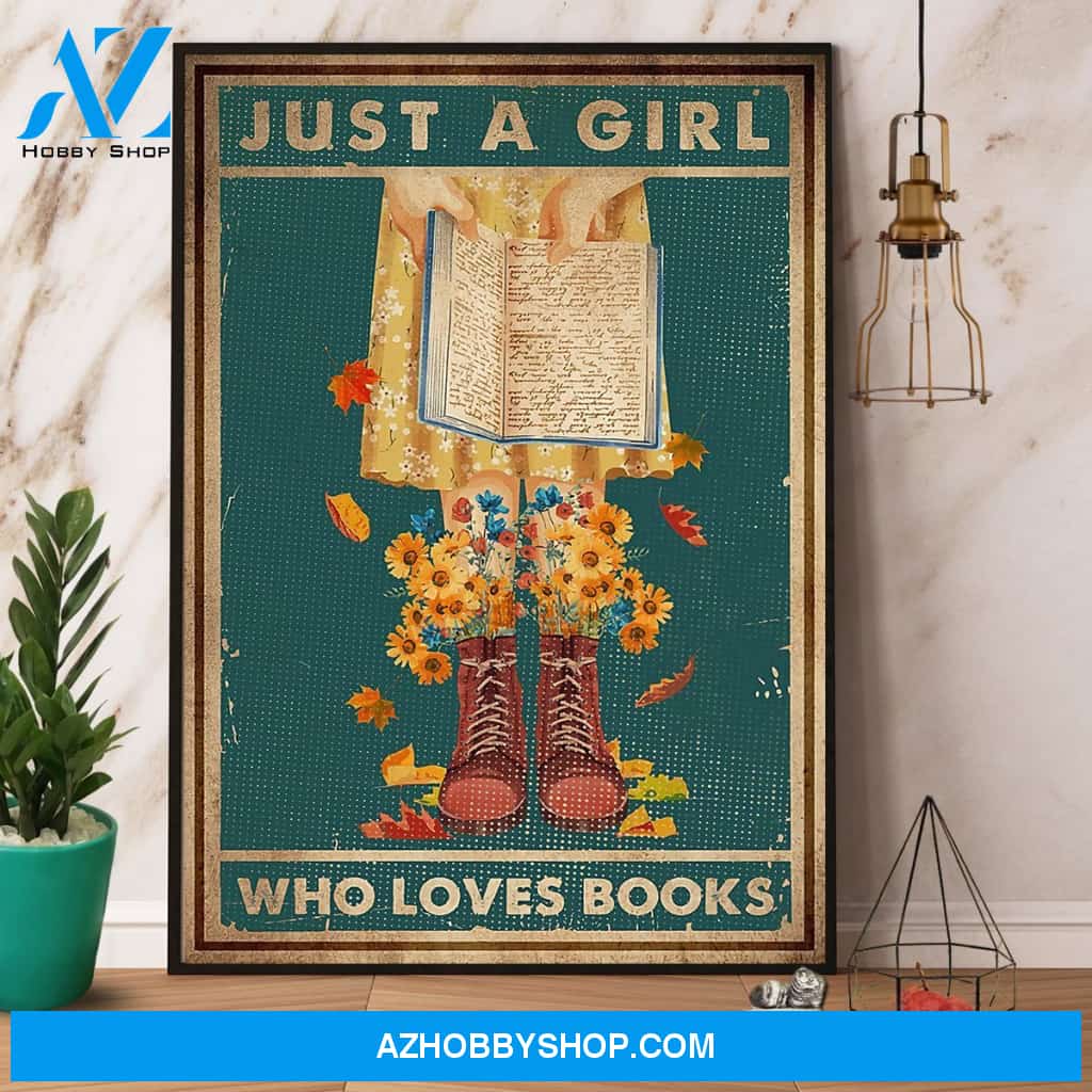 Book Just A Girl Who Loves Books Canvas And Poster, Wall Decor Visual Art