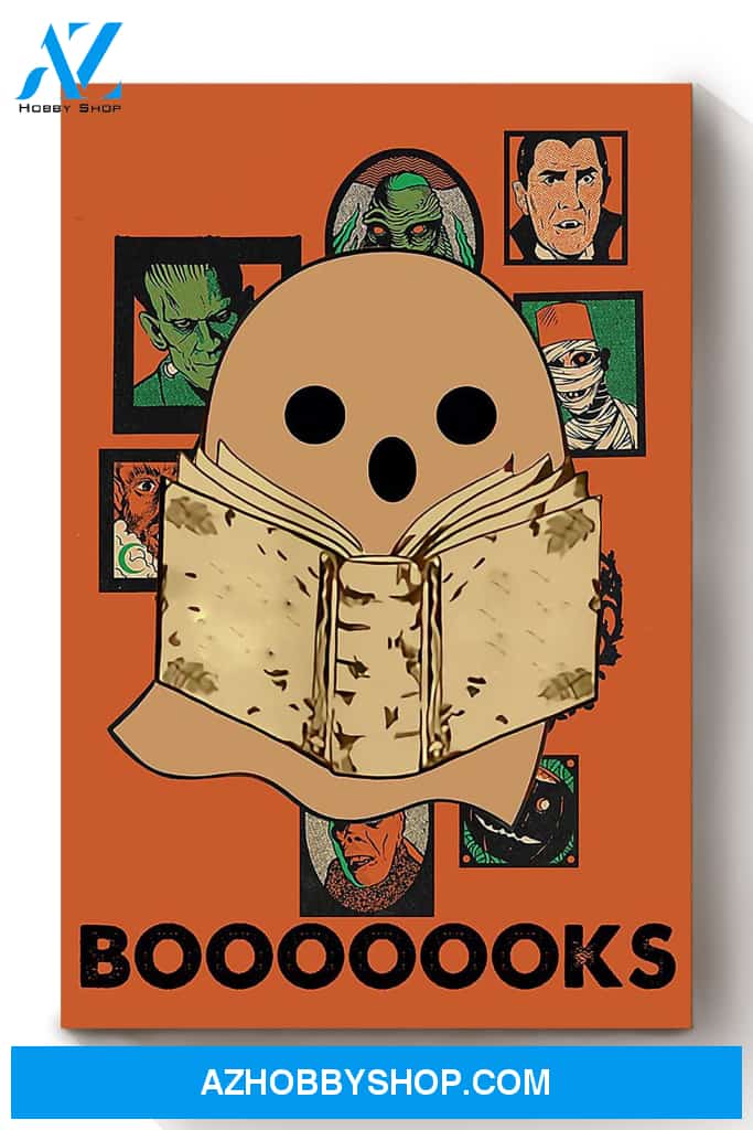 Booooooks Funny Book Lover Canvas And Poster, Wall Decor Visual Art, Halloween Gift, Happy Halloween