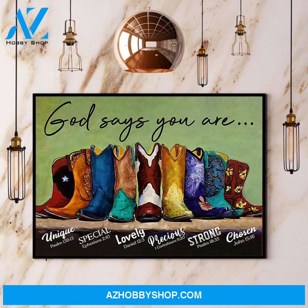 Boots Horse God Says You Are Unique Special Lovely Canvas And Poster, Wall Decor Visual Art
