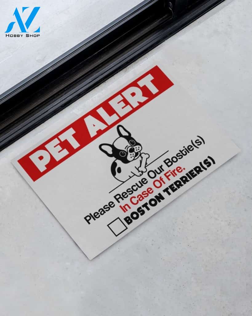 Boston Terrier Pet Doormat Please Rescue Our Bostie Indoor And Outdoor Doormat Warm House Gift Welcome Mat Gift For Friend Family Gift For Pet Lovers