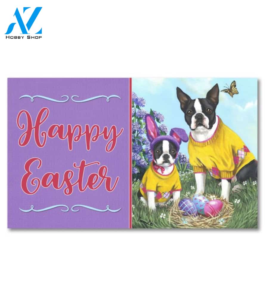 Boston Terrier Spring Bunny Doormat - 18" x 30"
