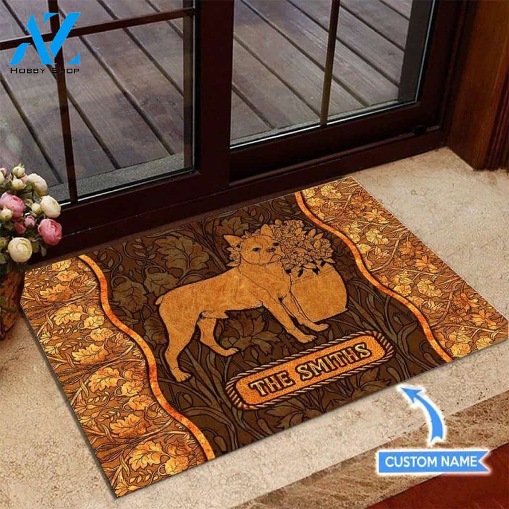 Boston Terrier Unique Brown Custom Doormat
