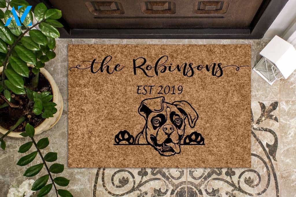 Boxer Dog Funny Dog Custom Name & Year Doormat | Welcome Mat | House Warming Gift