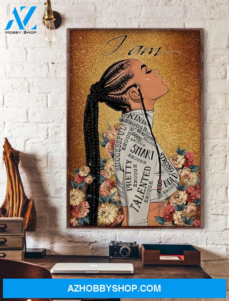 Braid Girl God Says You Are Poster, Afro Queen, Black Woman Poster, African American Woman, Black Lives Matter Canvas And Poster, Wall Decor Visual Art
