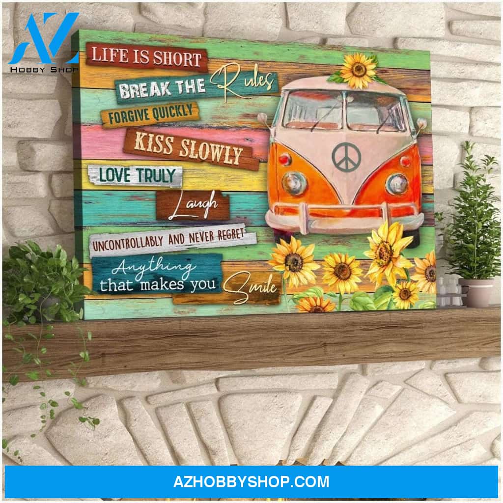 Break The Rules Hippie Wall Art Canvas, Wall Decor Visual Art