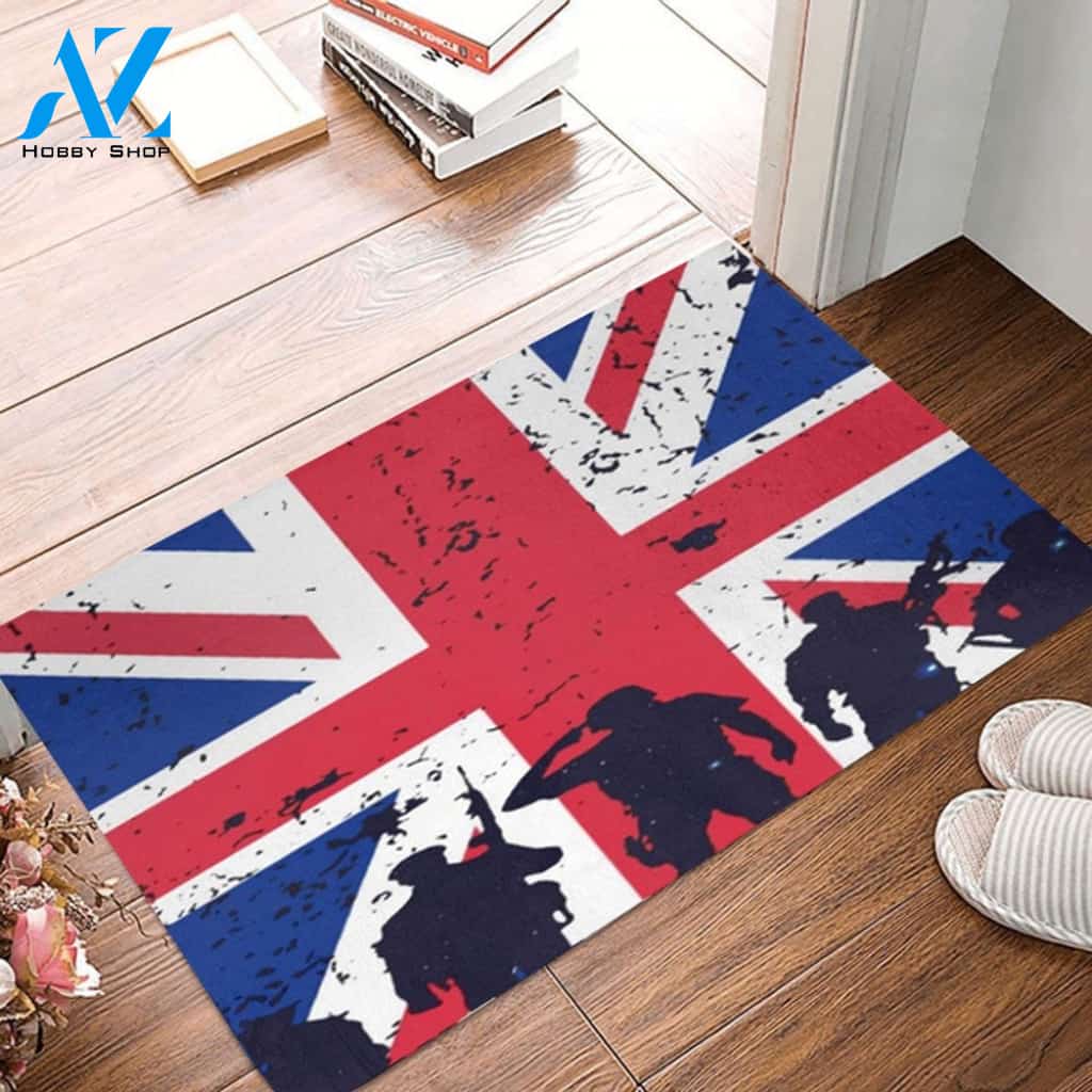 British Flag Soldiers Veterans Rug Doormat Indoor and Outdoor Mat Entrance Rug Sweet Home Decor Housewarming Gift Gift for Friend Family
